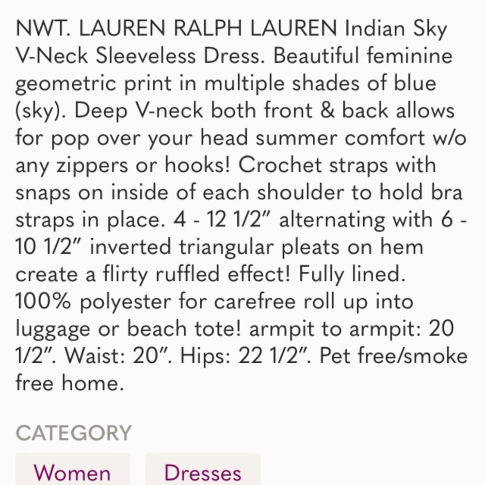 NWT Ralph Lauren blue tile print dress with pockets 10 M - Picture 4 of 9